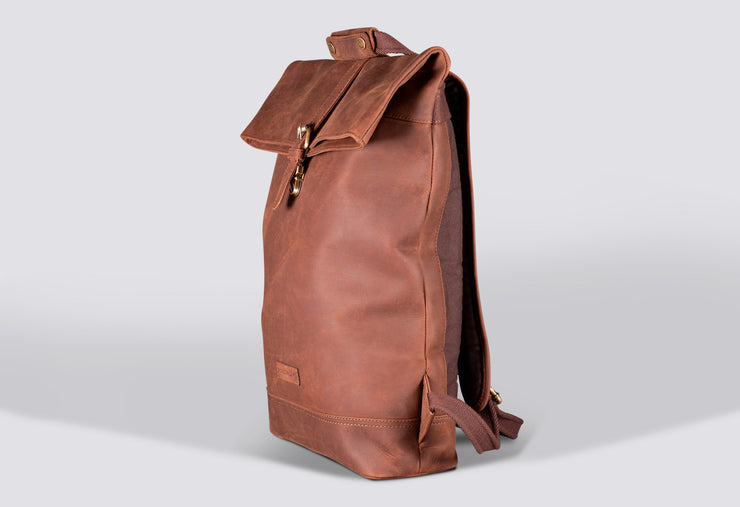backpack leather unisex roll brand Adventurer Rolltop in Black handcrafted items is simple Windfront roll pack RUITERTASSEN